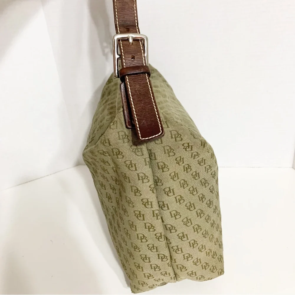 Dooney and Bourke Shoulder Bag Signature Canvas with Leather Accents Zip Closure